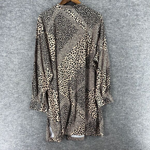 Jessica London Dress Women 26W Plus Black Animal Print Shift Short Button Up - Picture 2 of 7